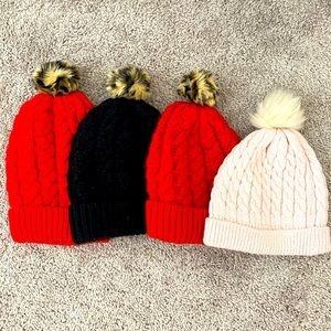 Wool kids girl hat with Pom Pom size 5T